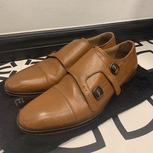 Reiss Mens Brown Leather Monk-Strap